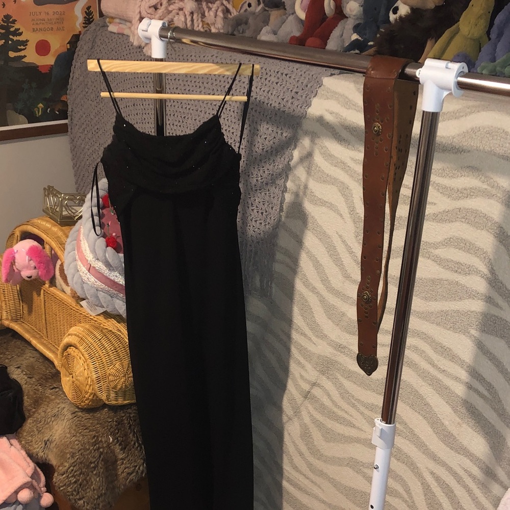 Elegant Black formal Spaghetti Strap Dress